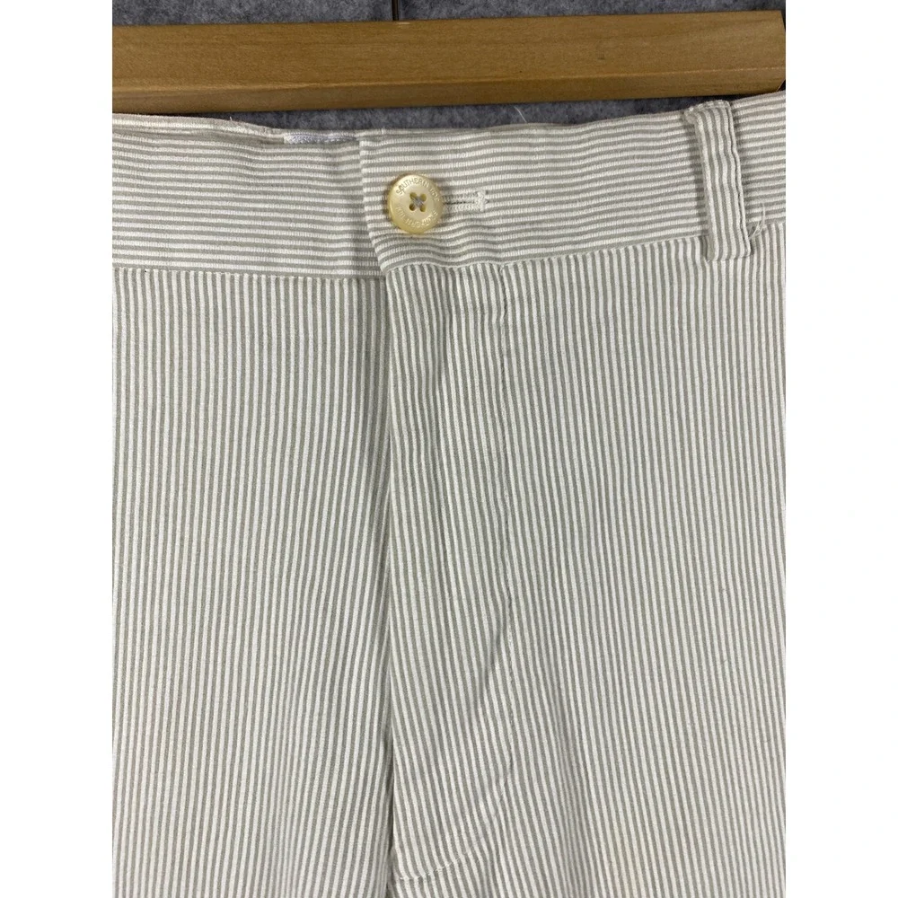 Southern Tide The Skipjack Mens Seersucker Striped Pants Khaki White 32x32